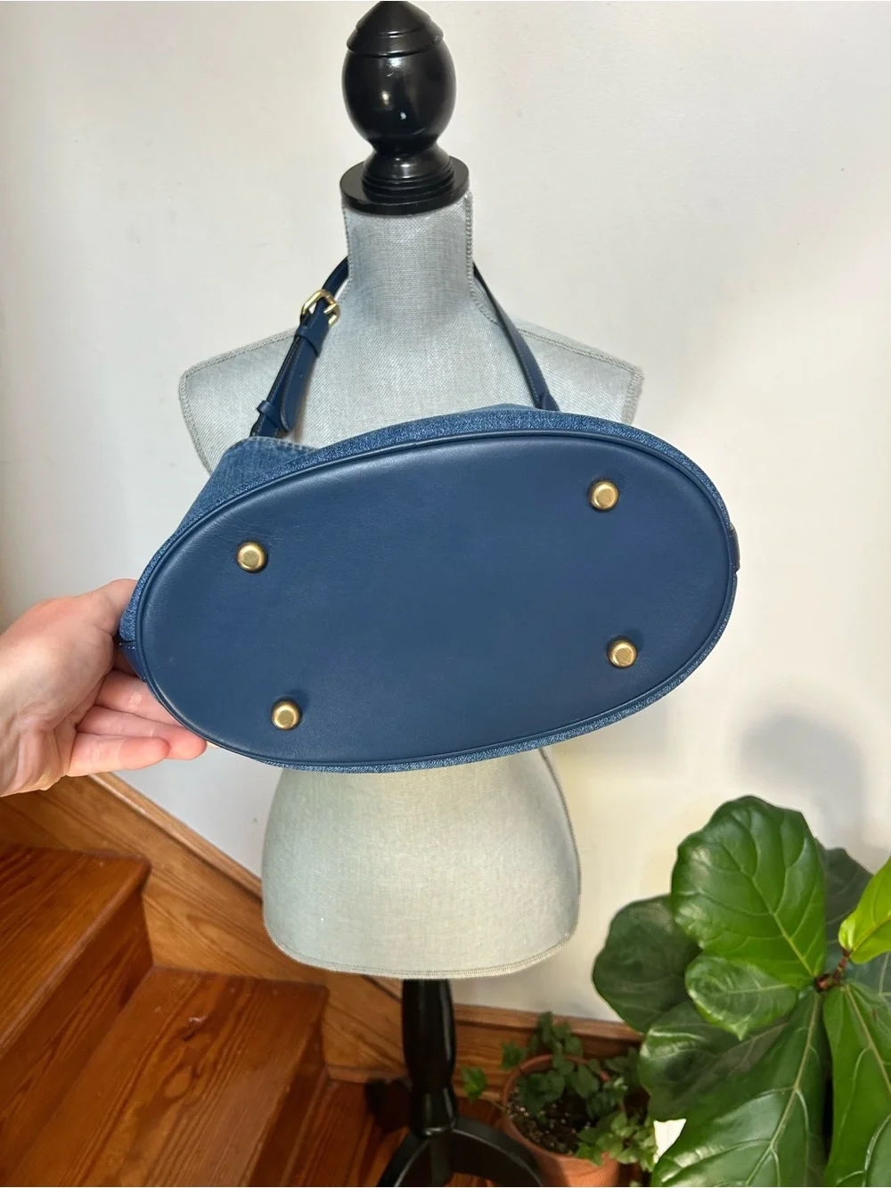 Coach Blue Denim Willow Shoulder Bag with Gold Hardware